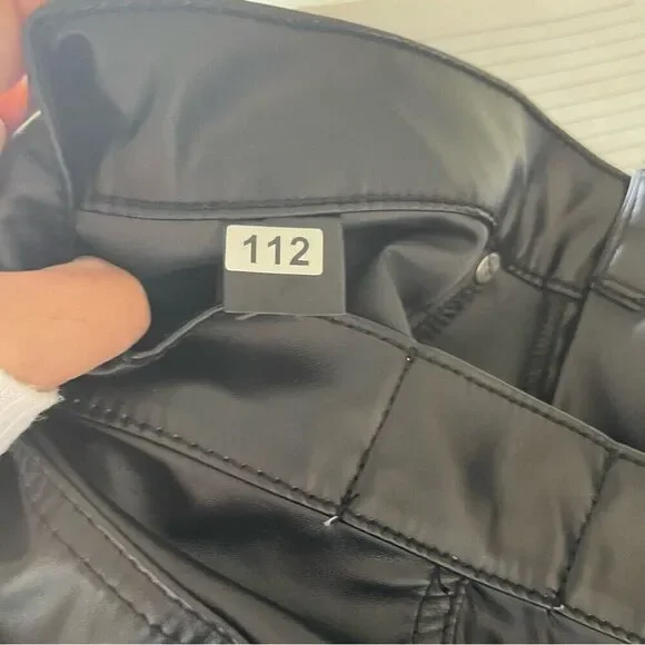 Revice Pants Size 32 Black Vegan Leather Uptown Happy Hour Straight Slit Leg - Picture 7 of 15